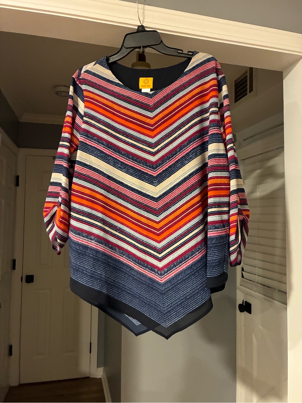 Striped Chevron Poncho-Style Women’s Top in Multi-Color